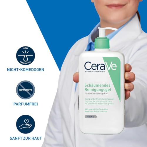 CeraVe Schäumendes Reinigungsgel für Gesicht und Körper, Normale bis fettige Haut, Mit Hyaluron und 3 essenziellen Ceramiden – Ansicht 3