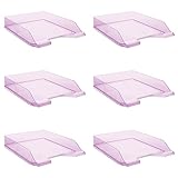 DONAU Briefablage Standard Transparent Violett/ 6 Stück - A4 / Briefkorb Moderne und Stapelbare Ablage/Transparent-Glasklar/Schreibtischablage/Polystyrol