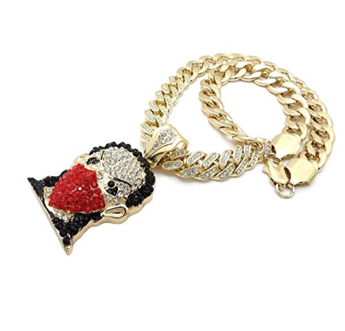 HIP HOP BOONDOCK PENDANT & 11mm 20" PARTIAL ICED CUBAN CHOKER CHAIN NECKLACE3