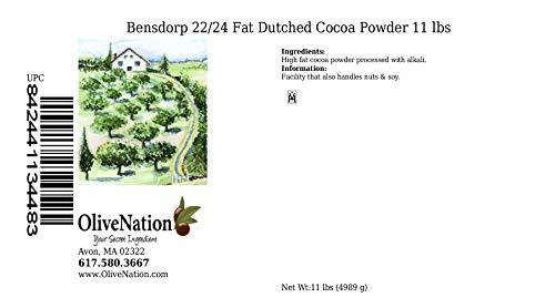 Bensdorp 22/24 Fat Dutch Process Cocoa Powder from OliveNation, High Fat Alkalized Cacao Powder for Baking, Deep Red Brown Color - 176 ounces