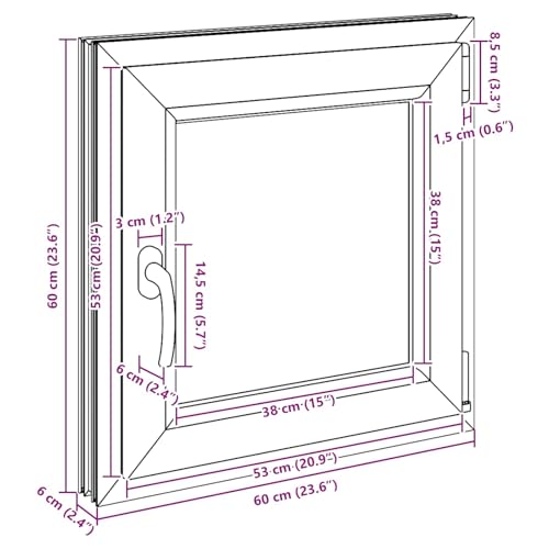 Fenêtre de sous-sol haut de gamme RISOR 60 x 60 cm en PVC anthracite - 4