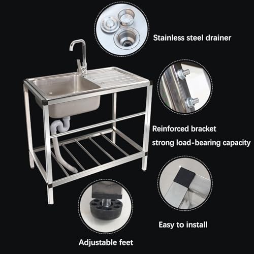 Évier simple sur pied en acier inoxydable pour optimiser les petits espaces - 4