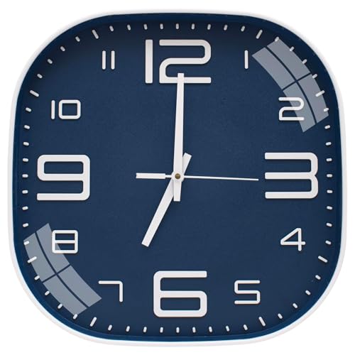 Image of TEKCOOL Plastic Analogue Wall Clock 12 inch Silent Quartz Decorative Wall Clock Non-Ticking Classic Clock Battery Operated Round Easy to Read for Room /Home /Kitchen /Bedroom /Office /School.Blue:-