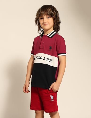 Image of Kids Regular fit Boys Cotton Fabric Decoration Short Sleeves Polo T-Shirts (UKOETSH1007 Red 13-14Y)