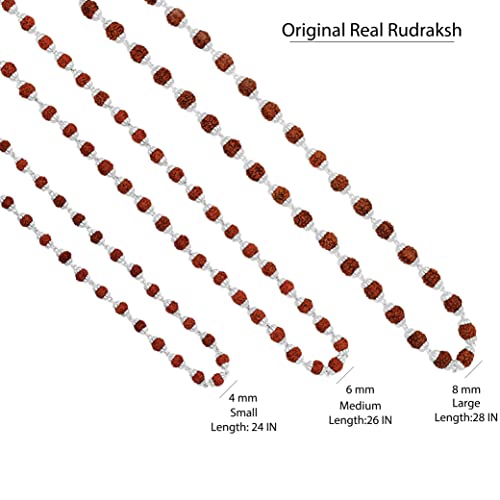 Image of Pure 925 Silver Handmade 5 Mukhi Rudraksha Mala For Men Religious Gift | Special For Shivratri | Certified Ruthratcham Malai Beads (, IN)