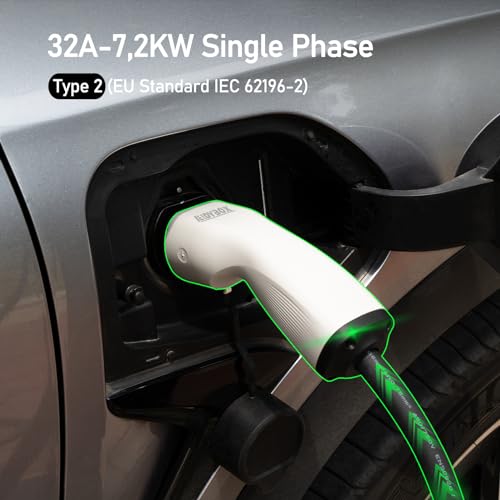 EIDYBOX Wallbox 7,2KW Typ 2 Ladekabel 6M e Auto Ladegerät Elektroauto Home Ladestation 32A Einphasig EV Charger, Wasserdicht IP66 (32A-7,2KW, Schwarz)