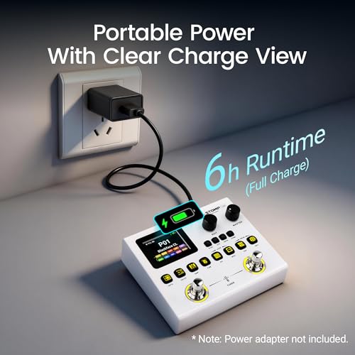 Image of SORAN JME-02 Dual Stomp Lite Multi-Effects Guitar Pedal, Portable Guitar Pedal with 125 Effects, 99 Presets, 10 Effect Modules, 100 Drum Rhythms, 40s Looper, 20 IR /NAM Slots, USB Audio Interface