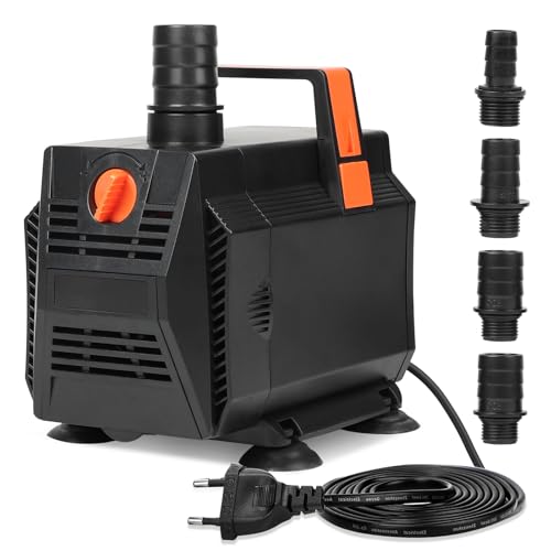 SWAWIS Pompa wodna zatapialna 30 W, 2000 l/h, pompa do stawu, pompa do fontanny, amfibiczna z kontrolą przepływu, pompa głębinowa do akwarium, pompa głębinowa z 4 dyszami