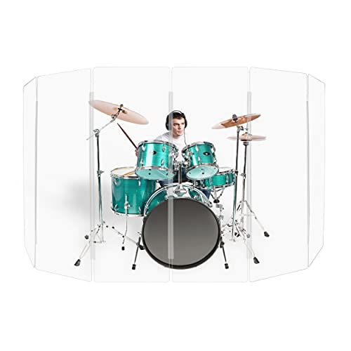 PENNZONI Drum Shield 6ft w/Plastic Hinges, Comes w/ 6 Drum Panels, & Plastic Hinges, Premium Clear Acrylic Panels, Drum Screen