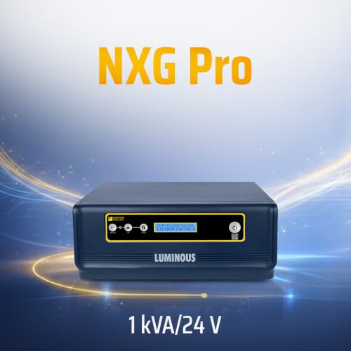 Image of Luminous Single Phase Off-Grid Pure Sine Wave Solar Inverter, MPPT and iSOT Technology, Customized Saving Modes, Supports up to 1000Wp Panels, LCD Display (NXG Pro 1kVA /24V, 3 Years Warranty)