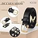 WERFORU Women Fashion Leather Belt Studded Leather Belt Ladies Belts for Jeans Dress Punk Belt,(A-Black-Gold,31