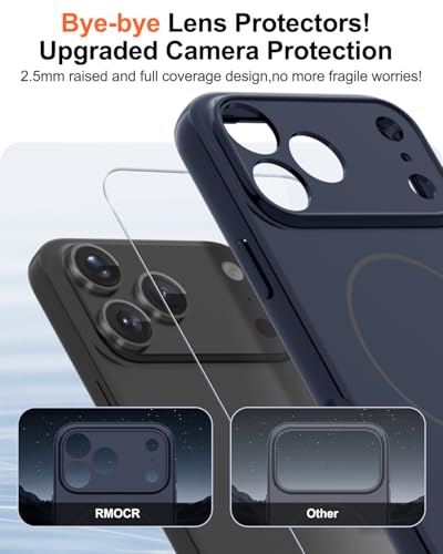 Image of Magnetic for iPhone 17 Pro Case,Shockproof Matte Cover,Deep Blue | with Screen Protector,Compatible with MagSafe,Military Grade Drop Protection,Full Camera Protection,Non-Slip Design Case