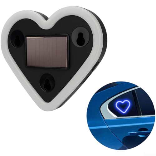 Luce al neon per auto, a energia solare, a forma di cuore, con varie modalità di illuminazione e supporto sicuro per interni del veicolo (C)