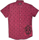 Molokai Fun Novelty Shirts (Day of The Dead Skulls (Cherry Red), Large)