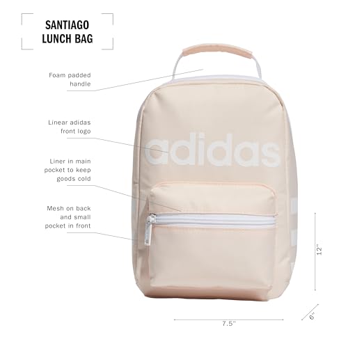 Image of adidas Originals Santiago Insulated Lunch Bag, Pink Tint /White, One Size