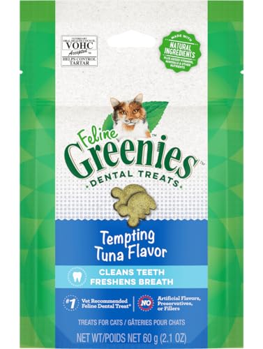 Greenies Cat Treats, Feline Veterinarian-Recommended Adult Natural Dental Cat Treats, Oven Roasted Chicken Flavor, 4.6 oz. Pouch