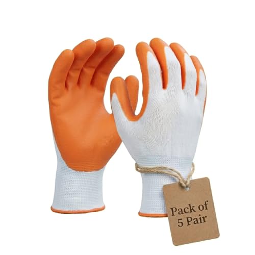 Image of Multipurpose Nylon Anti Cut PU Nitrile Coating Work Safety Gloves Orange-White Pair 5