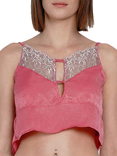 Image of EROTISSCH Women Pink Self Design Tank Top
