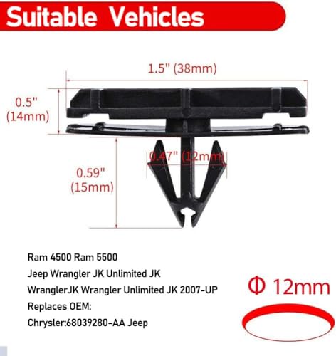 Image of 3 in 1 Push-Type Plastic Rivets for Jeep Wrangler - OTUAYAUTO Fastener Retainer Clips Replacement for 2007-2022 Jeep Wrangler JK JL & 2005-2010 Grand Cherokee Liberty - Nylon Fender Bumper Clips