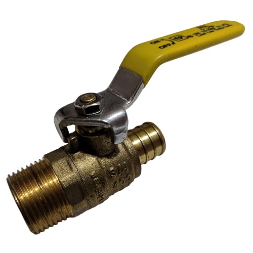 Male Ball Valve, Pex B Crimp, Brass, Full Port, 3/4