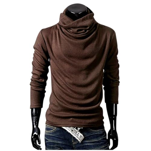 Men Sweaters Long Sleeve Knitted Pullover Turtleneck Lightweight Knit Jumper Vintage Cowl Neck Casual Sweaters2