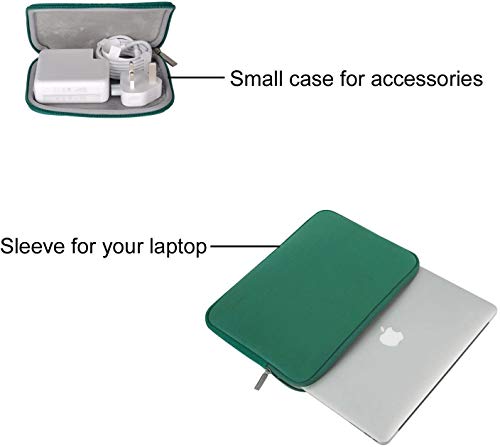 Image of MOSISO Laptop Case 16 inch, 15-15.6 inch Laptop Sleeve Bag Compatible with MacBook Pro 16 inch, HP, Acer, Dell, Lenovo, ASUS Notebook, Neoprene Computer Sleeve Bag with Small Case, Peacock Green