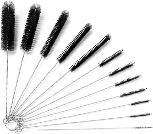 MUTORE Reinigungsbürsten 12 Stück,Flaschenreiniger Bürste, Strohhalm Reinigungsbürste,Nylon Flasche Reinigungsbürste,Heizkörper Reinigungsbürste，Schwarz