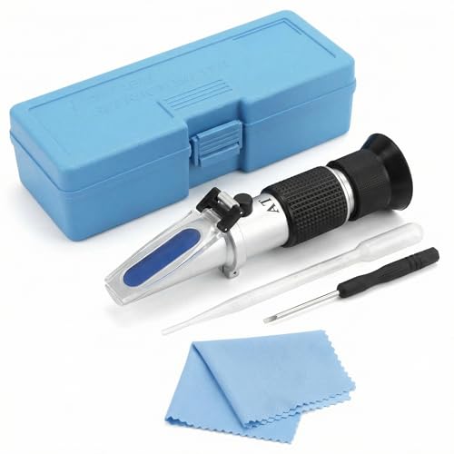 QWORK® Honig Refraktometer, Imker Refraktometer, Baume: 38-43°, Brix: 58-92% und Wasser 12-27% für präzise Honig-, Gelee- und Sirupanalysen