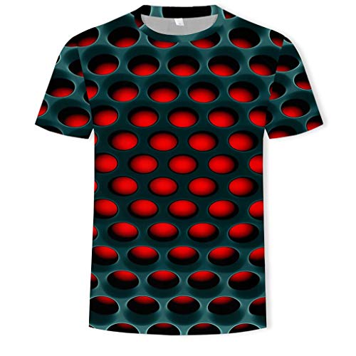 F_Gotal Unisex 3D Novelty Tshirts Men Graphic Funny Tees 3D Printed Crewneck Short Sleeve Summer Casual Tees Blouse Tops Red #TOP1