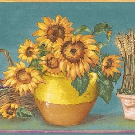 Papel pintado de flores KC78060 para crear un salon acogedor con estilo primaveral azul y amarillo