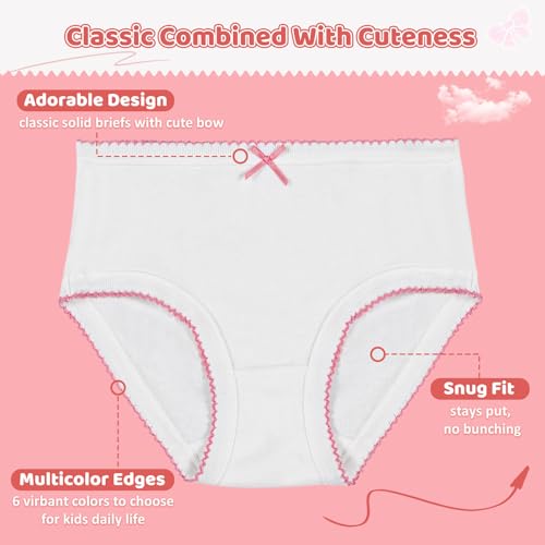 Phennie's Girls' Underwear Soft Cotton Panties Solid White Breathable Kids Girls Underwear Pure Cotton Undies 12 Pack3