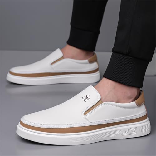 Veslexth Men's Slip-On Loafers Handmade Breathable Comfortable Soft Moccasin Driving Penny Casual Shoes White by Veslexth - Used condition - Image 4
