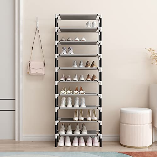 Image of 4-Tier Shoe Storage Rack | Space-Saving Free-Standing Shoe Organizer | Durable Metal Frame with Open Shelves | Ideal for Entryway, Closet, Bedroom (Black)
