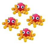 Rxuiael 3D Printed Articulated Octopus Keychain - 24 Moving Joints Poseable Desk Pet for Adults, Pocket Anxiety Relief (Orange 4PCS)