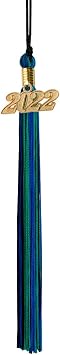 Graduation Tassel - Gold Charm - 3 Color, 2021, Black/Blue/Green