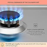 Klarstein Gas Cooker, 5 Burners Gas Hob, 11100W Built In Five Ring Electric Hob, Campervan Cooktops, Stainless Steel Glass Top Wok Burner, 5 Ring Kitchen Stoves LPG Cooker Burners Unit - Image 5