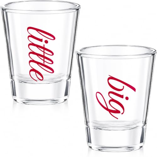 Lounsweer 2 Pcs Big Little Shot Glasses Sorority Gift 2 oz Cups, Red