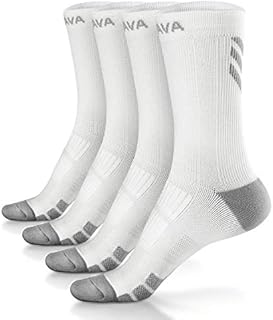 Dovava Dri-tech Compression Crew Socks 15-20mmHg for Men & Women, Athletic Fit Running Nurses Flight Travel Pregnancy Edema Diabetic, Boost Ankle Calf Circulation, White(4 Pairs), Large/X-Large