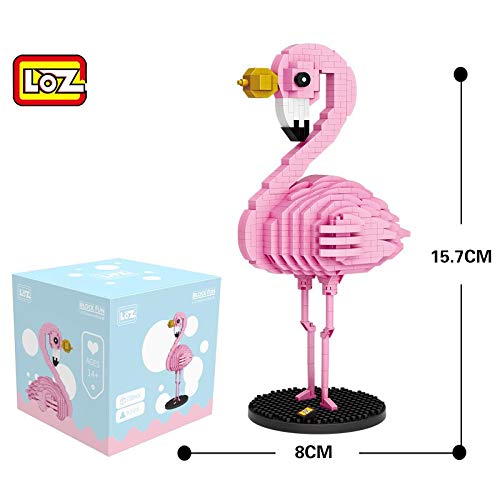 Diamiond Blocks Flamingo Pink Bird Animal 3D Model 730pcs DIY Small Blocks Bricks Assembly Diamond Mini Building Toy (9205)
