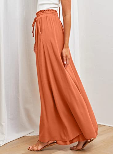 Image of Dokotoo Pants for Women Casual Elastic Waist Wide Leg Pants with Pockets