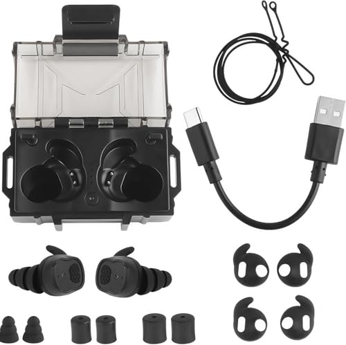 ACEXIER Taktischer Bluetooth 5.3-Kopfhörer mit elektronischer Tonabnehmer-Geräuschunterdrückung, In-Ear-Headset, Jagd, Schießen, Gehörschutz, Taktische Ohrhörer (Black)