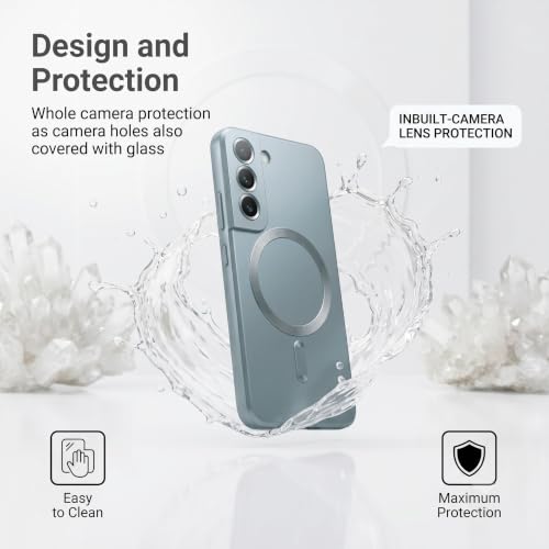 Image of amazon basics Premium Mag-Safe Case for Samsung Galaxy S22 Plus | Shockproof & Anti-Scratch Cover | Soft Silicone with Wireless Charging | Camera Lens Guard - Blue