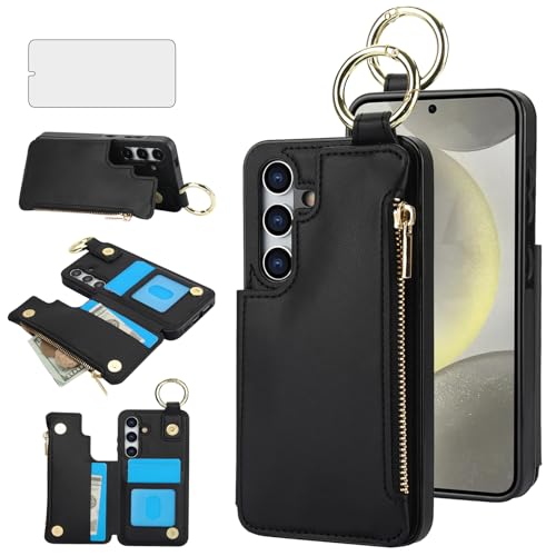 Coque Samsung A35 5G antivol RFID avec support anneau béquille et fermeture éclair
