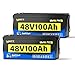 Wattcycle 48V 100Ah Lithium Battery 2 Pack for Golf Cart, 48V Golf Cart Batteriess 200A BMS, Battery Conversion Kit, LiFePO4 Battery 15000+ Deep Cycles, Built-in Bluetooth, LCD Monitor, Mobile APP