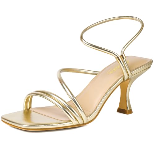 Image of Mostrin Womens Sandals Strappy Heels for Women Ankle Strap Lace Up Heels Square Open Toe Heels Tie Up Stiletto High Heeled Sandals for Prom, Party, Daily Wear