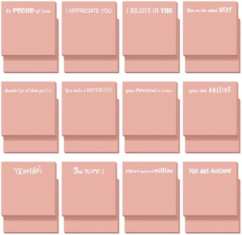 Yinder 24 Pcs Inspirational Sticky Notes Christmas Stocking Stuffers Motivational Sticky Notes Pad Employee Appreciation Gift Bulk for Teacher Nurse Coworker Office 3 x 3'' (Motivational,Pink)