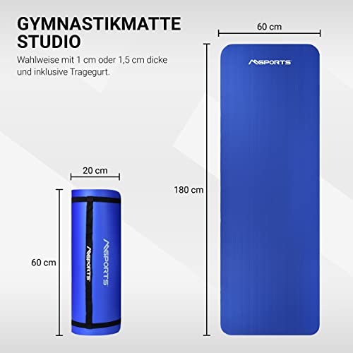 Msports Gymnastikmatte Studio 183 x 61 cm mit 1,5 cm Dicke