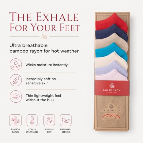 Image of BAMBOOVEN Ankle Socks for Women Thin Bamboo Rayon Low Cut Socks 3 /6 /8 /12 P
