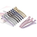 AIMIKE 12本入 ダッカール 美容師 ヘアピン 業務用ダッカール 跡がつかない ヘアクリップ 前髪 髪留め クリップ ダッカールピン ブロッキング 強力 髪を傷つけない ヘアピン 大きめ 滑りにくく カールクリップ 軽量 モランディカラー
