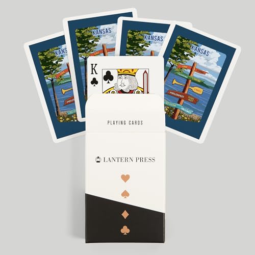 Lantern Press Kansas, Señal, Lago y Flores, 52 naipes póker miniatura 6
